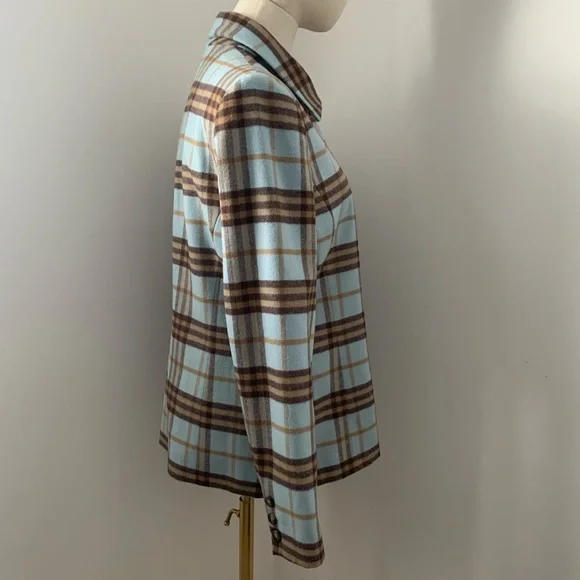 Vintage Doncaster Wool Angora Blend Blue and Brown Plaid Jacket - Picture 4 of 15
